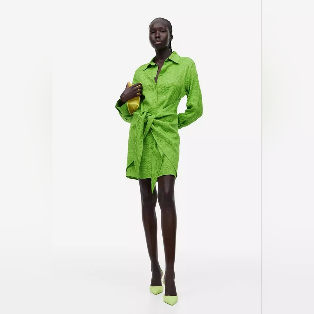 H&M Size L Viscose Tie Bottom Shirt Dress